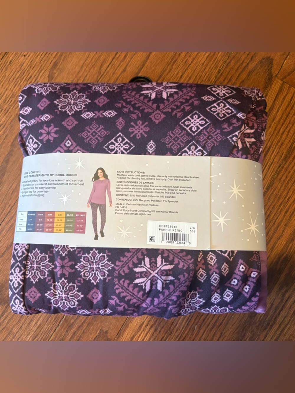 ClimateRight by Cuddl Duds Women's2 Piece Base Layer Set Purple New In Package - Picture 3 of 4